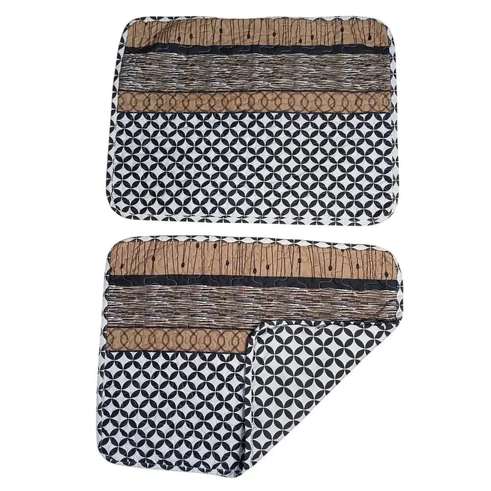 2‎ Pillowcases Sham Bohemian Hippie 20x26 Black Brown Geometric Lattice Modern